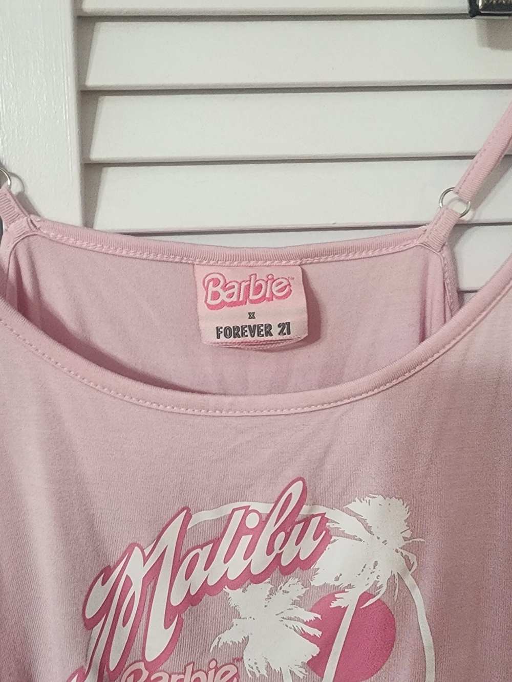 Barbie Pink Malibu Graphic Crop Top Tank Top - Picture 4 of 6